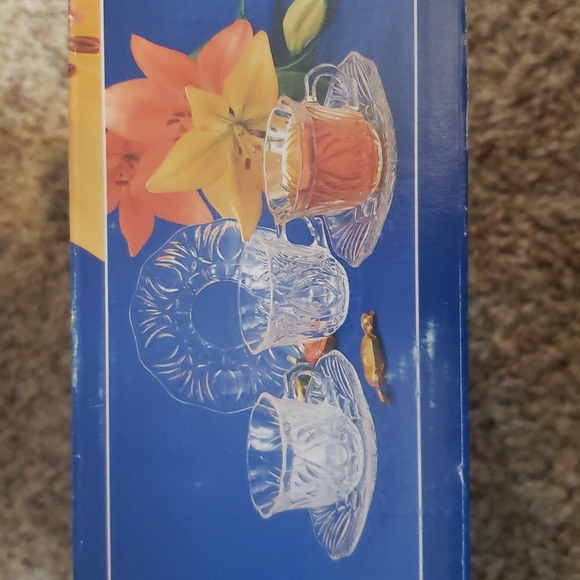 SOGA Fairmont Cup & Saucer 6 Place Set Clear Glass Belle - Picture 8 of 8